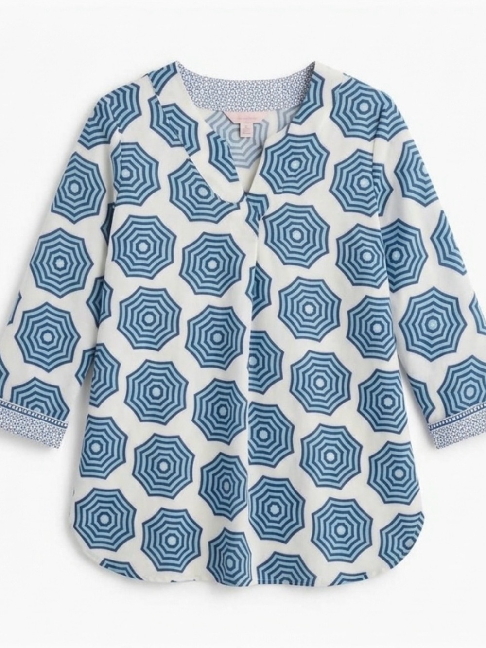 Blue and White Geometric Women's Tunic